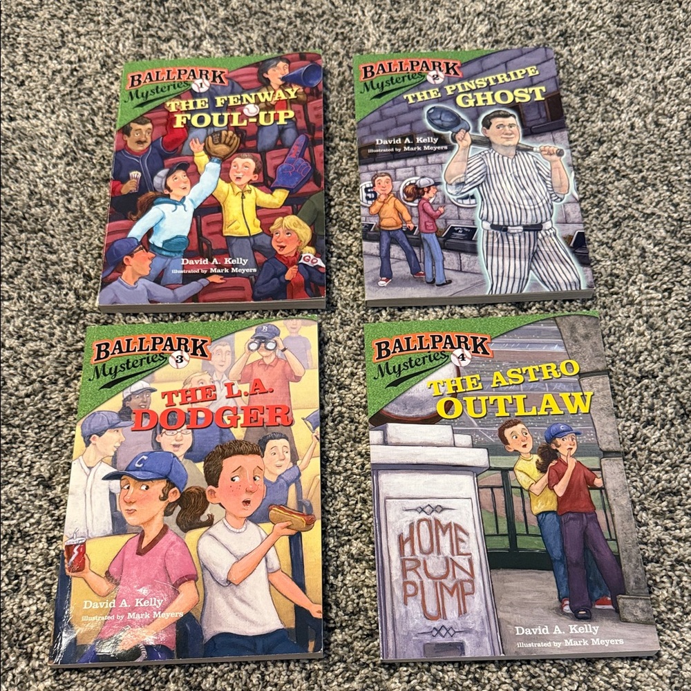 📗 SET OF FOUR 📗 Ballpark Mysteries by David A Kelly Chapter Books 1-4 📗 EUC 📗